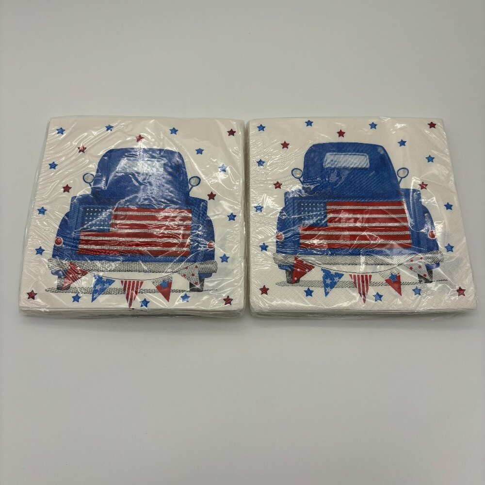 Napkins Fourth 4th of July Patriotic American Truck Stars Print, 16ct 2-ply (x2)